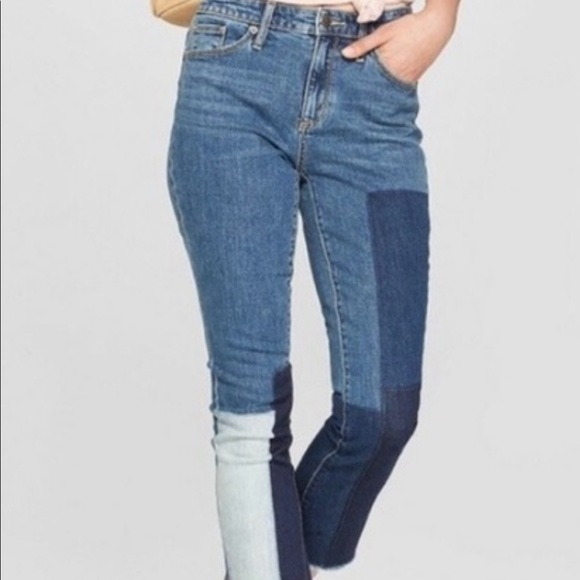 Universal Thread- High Rise Patchwork Jeans, Size 4 - Picture 3 of 5